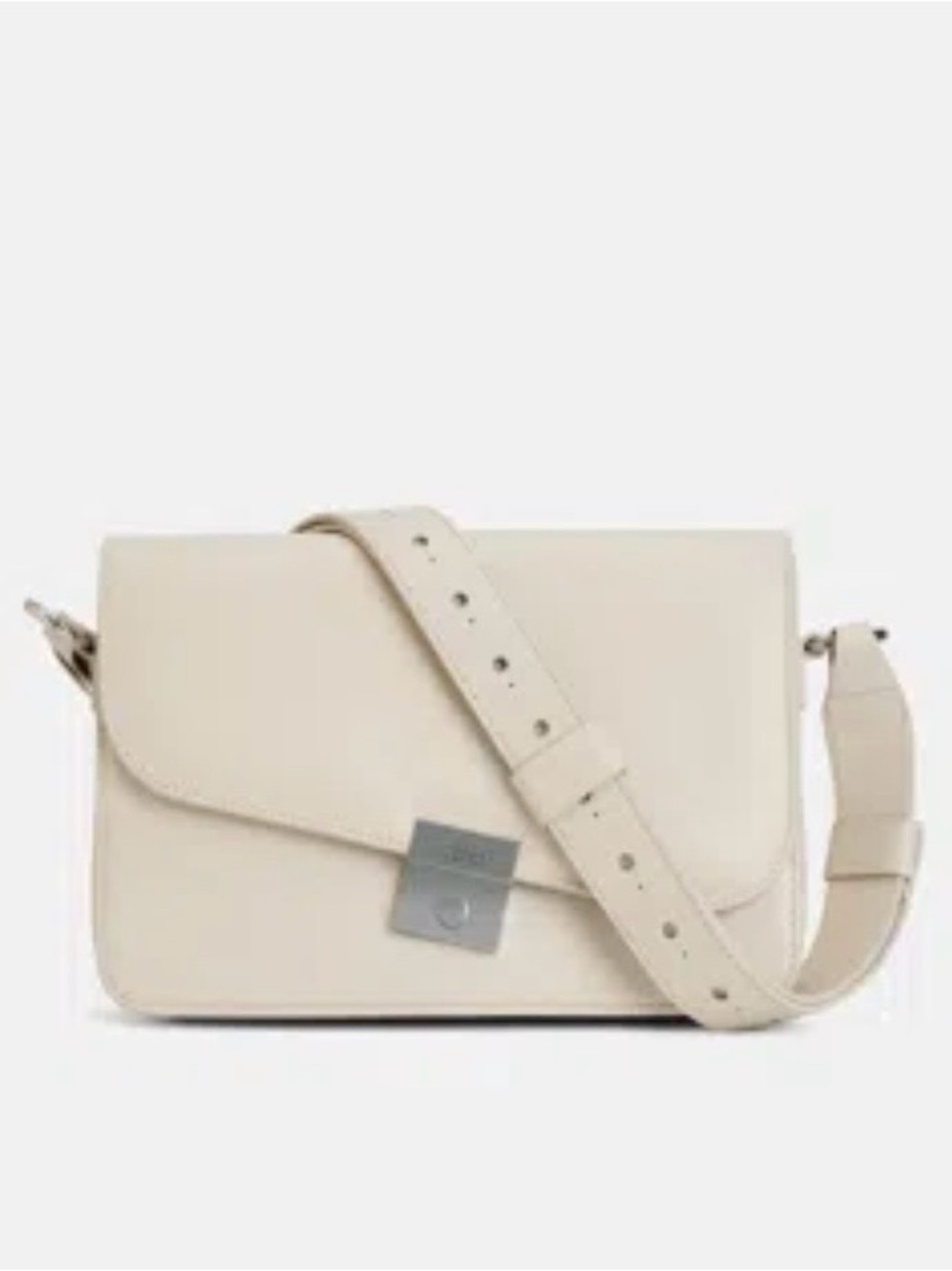 Behno Cream Leather Crossbody Bag with Adjustable Strap